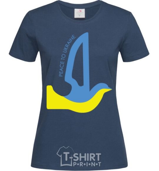 Women's T-shirt Peace to Ukraine - a dove of peace navy-blue фото