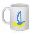 Ceramic mug Peace to Ukraine - a dove of peace White фото