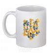 Ceramic mug Coat of arms with yellow flowers White фото