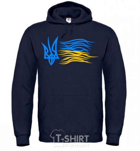 Men`s hoodie Coat of Arms and Flag of Ukraine navy-blue фото