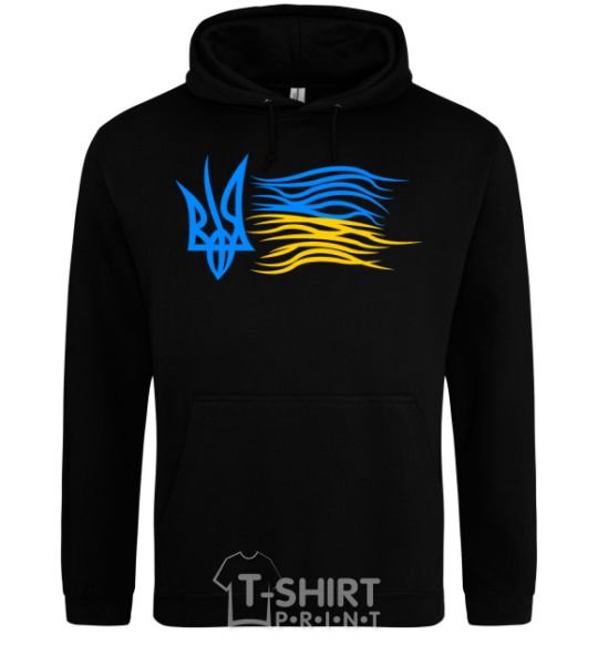 Men`s hoodie Coat of Arms and Flag of Ukraine black фото