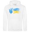 Men`s hoodie Coat of Arms and Flag of Ukraine White фото