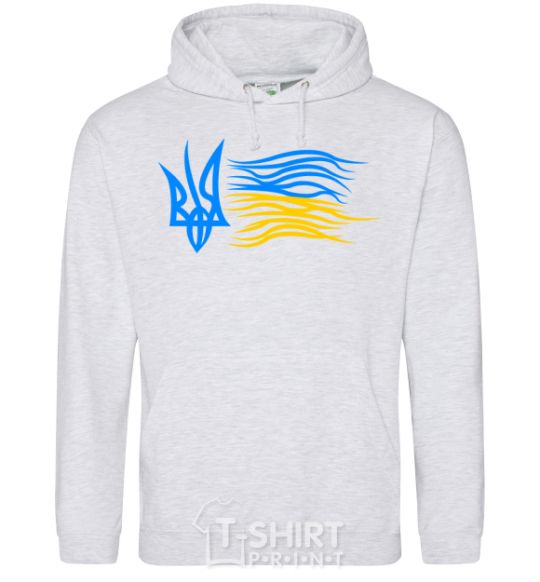 Men`s hoodie Coat of Arms and Flag of Ukraine sport-grey фото