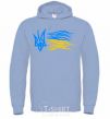 Men`s hoodie Coat of Arms and Flag of Ukraine sky-blue фото