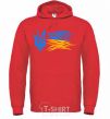 Men`s hoodie Coat of Arms and Flag of Ukraine bright-red фото