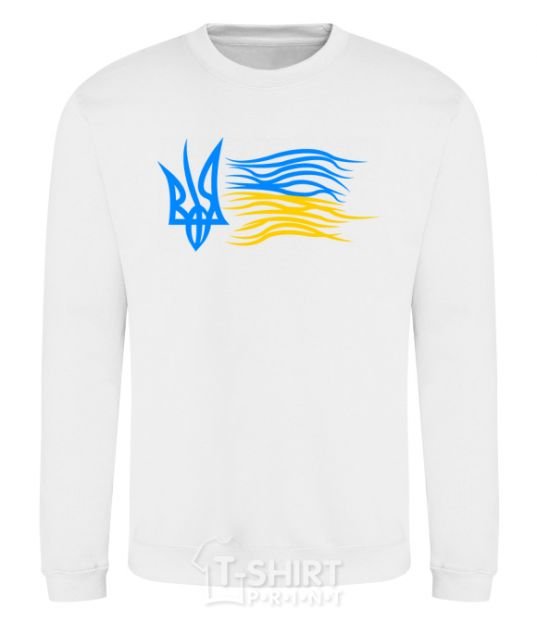 Sweatshirt Coat of Arms and Flag of Ukraine White фото