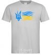 Men's T-Shirt Coat of Arms and Flag of Ukraine grey фото