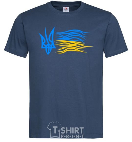 Men's T-Shirt Coat of Arms and Flag of Ukraine navy-blue фото