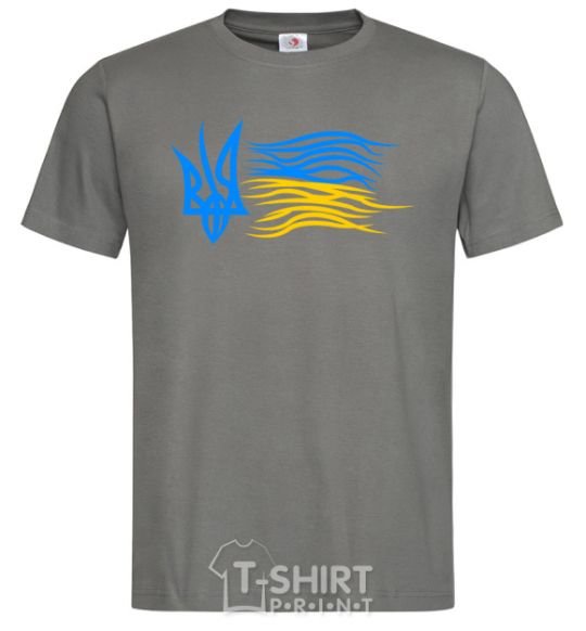 Men's T-Shirt Coat of Arms and Flag of Ukraine dark-grey фото