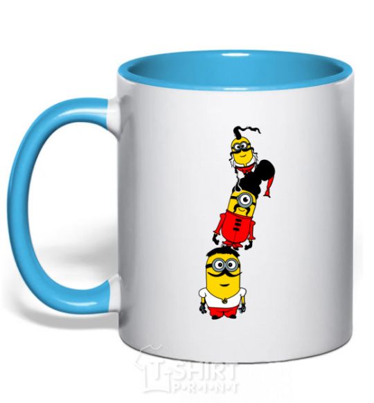 Mug with a colored handle Cossack henchmen sky-blue фото