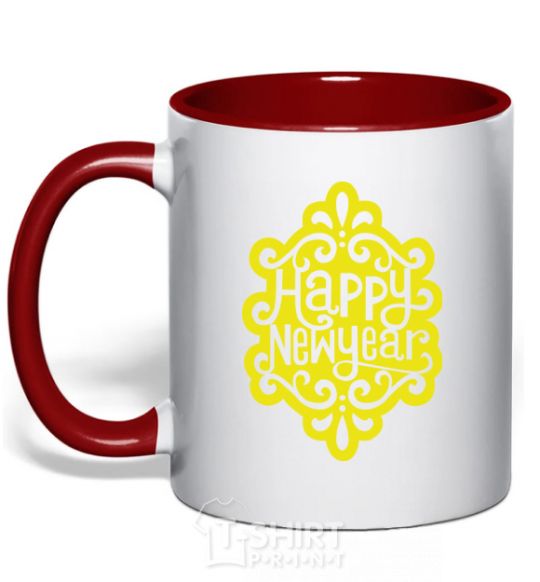 Mug with a colored handle HNY red фото
