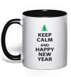 Mug with a colored handle KEEP CALM AND HAPPY NEW YEAR black фото
