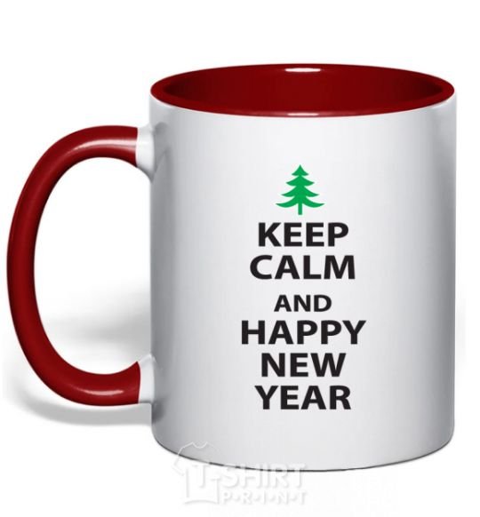 Mug with a colored handle KEEP CALM AND HAPPY NEW YEAR red фото