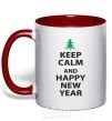 Mug with a colored handle KEEP CALM AND HAPPY NEW YEAR red фото