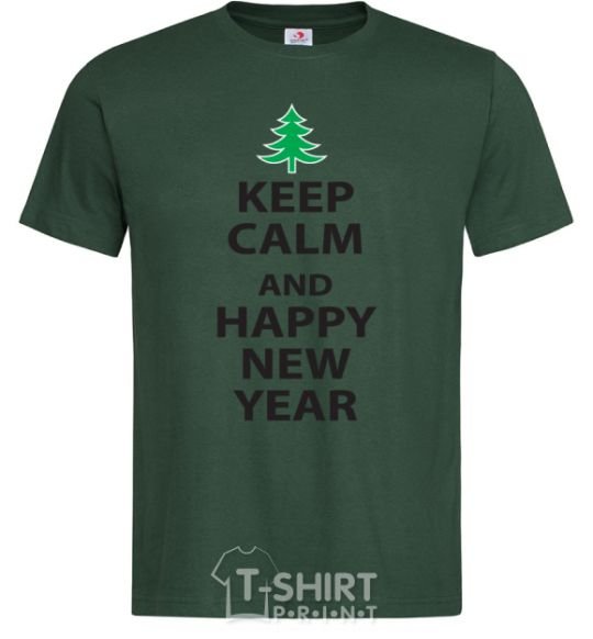 Men's T-Shirt KEEP CALM AND HAPPY NEW YEAR bottle-green фото
