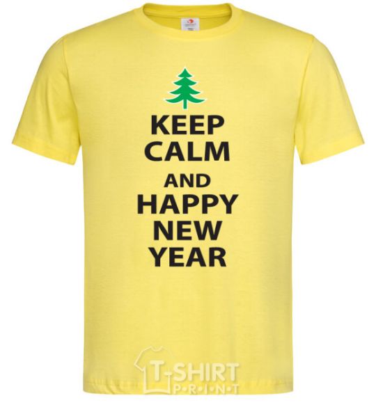 Men's T-Shirt KEEP CALM AND HAPPY NEW YEAR cornsilk фото