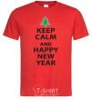 Мужская футболка Надпись KEEP CALM AND HAPPY NEW YEAR Красный фото