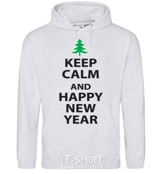 Men`s hoodie KEEP CALM AND HAPPY NEW YEAR sport-grey фото