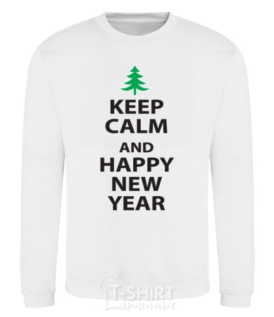 Sweatshirt KEEP CALM AND HAPPY NEW YEAR White фото