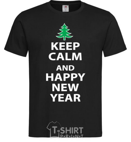 Men's T-Shirt KEEP CALM AND HAPPY NEW YEAR black фото