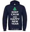 Men`s hoodie KEEP CALM AND HAPPY NEW YEAR navy-blue фото