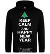 Men`s hoodie KEEP CALM AND HAPPY NEW YEAR black фото