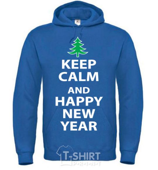 Men`s hoodie KEEP CALM AND HAPPY NEW YEAR royal фото