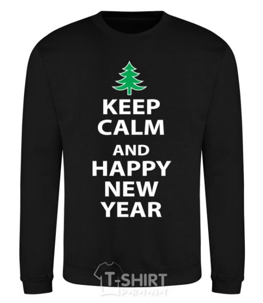Sweatshirt KEEP CALM AND HAPPY NEW YEAR black фото