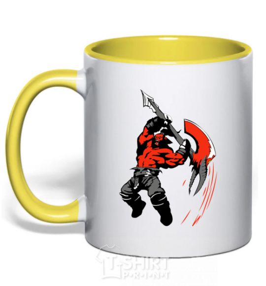 Mug with a colored handle DOTA yellow фото