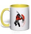 Mug with a colored handle DOTA yellow фото