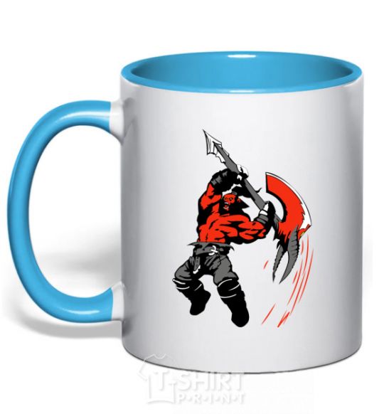 Mug with a colored handle DOTA sky-blue фото