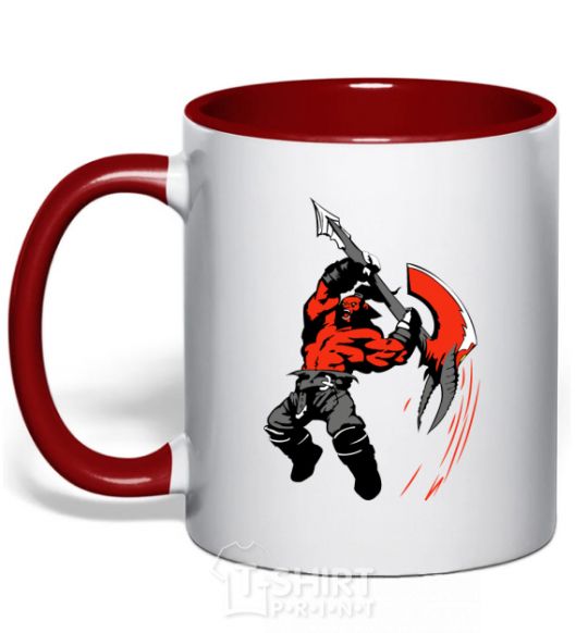 Mug with a colored handle DOTA red фото