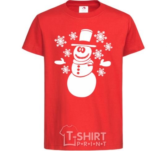 Kids T-shirt Snowman V.1 red фото