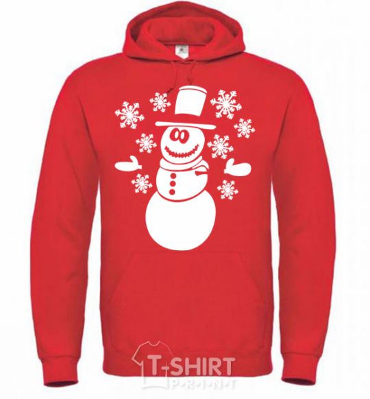 Men`s hoodie Snowman V.1 bright-red фото