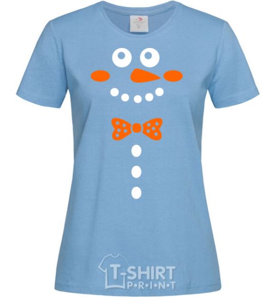 Women's T-shirt SHY SNOWMAN sky-blue фото