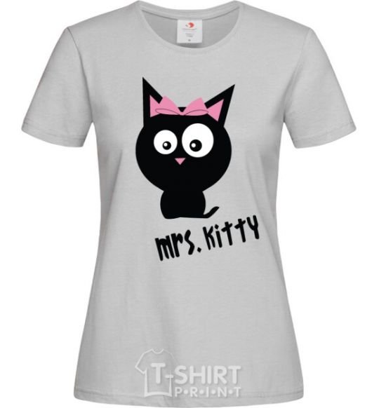 Women's T-shirt MRS. KITTY grey фото