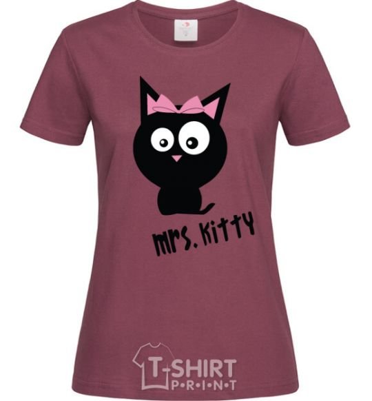 Женская футболка MRS. KITTY Бордовый фото