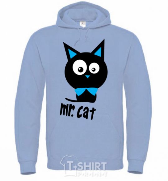 Men`s hoodie MR. CAT sky-blue фото