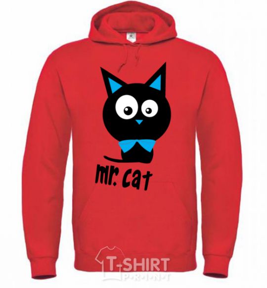 Men`s hoodie MR. CAT bright-red фото