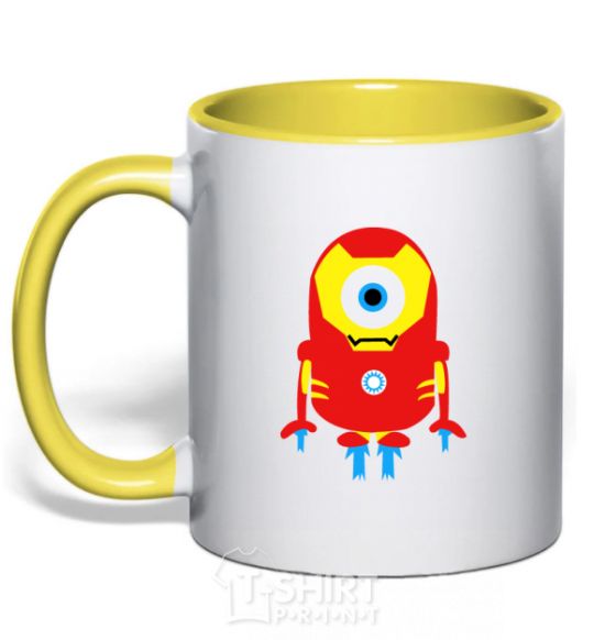 Mug with a colored handle Iron Man yellow фото