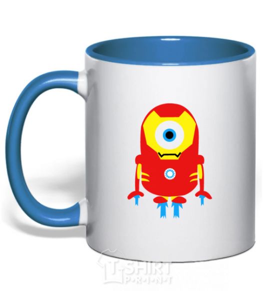 Mug with a colored handle Iron Man royal-blue фото