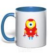 Mug with a colored handle Iron Man royal-blue фото