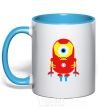 Mug with a colored handle Iron Man sky-blue фото