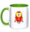 Mug with a colored handle Iron Man kelly-green фото