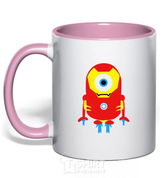 Mug with a colored handle Iron Man light-pink фото