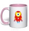 Mug with a colored handle Iron Man light-pink фото