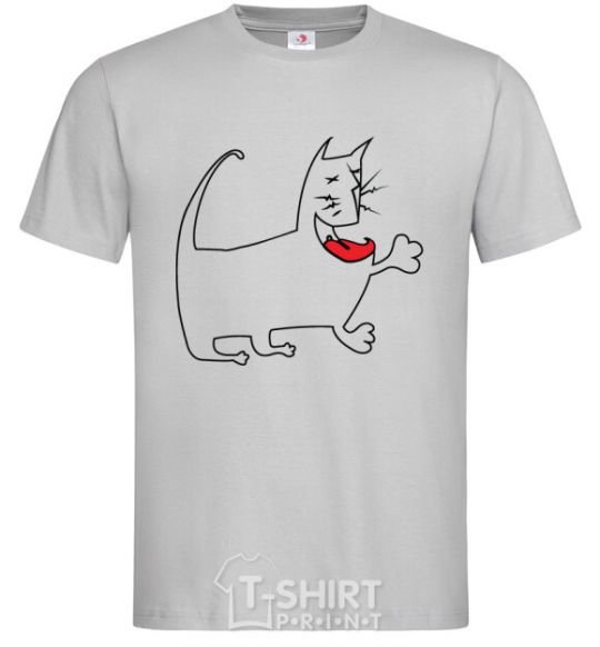Men's T-Shirt Figure HAPPY CAT grey фото