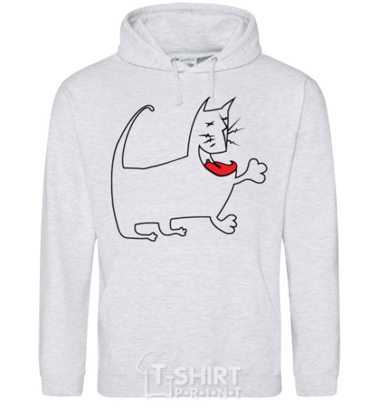 Men`s hoodie Figure HAPPY CAT sport-grey фото