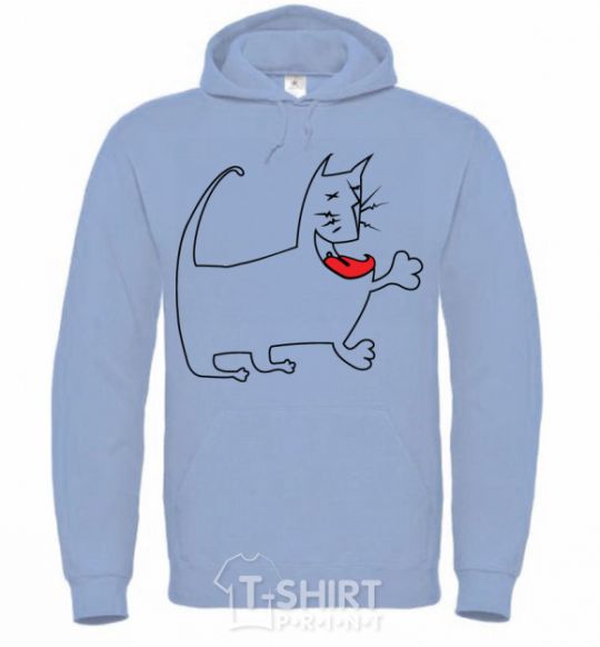 Men`s hoodie Figure HAPPY CAT sky-blue фото
