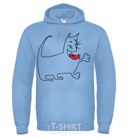 Мужская толстовка (худи) Рисунок HAPPY CAT Голубой фото
